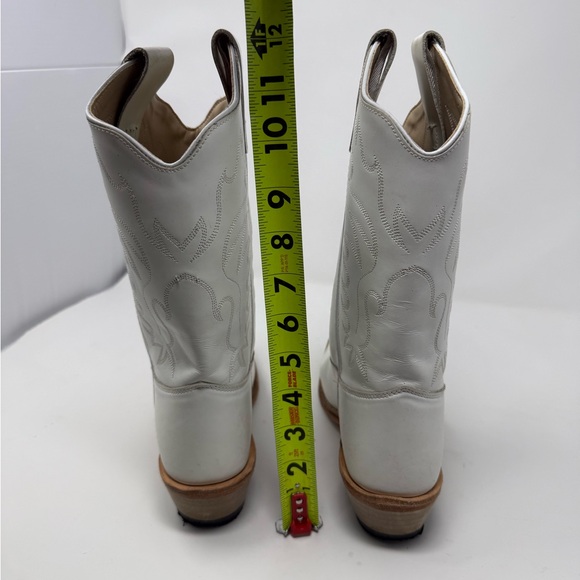 Old West Cream Leather Cowboy Boots Sz 4.5 (OFJXQP) - Picture 5 of 6